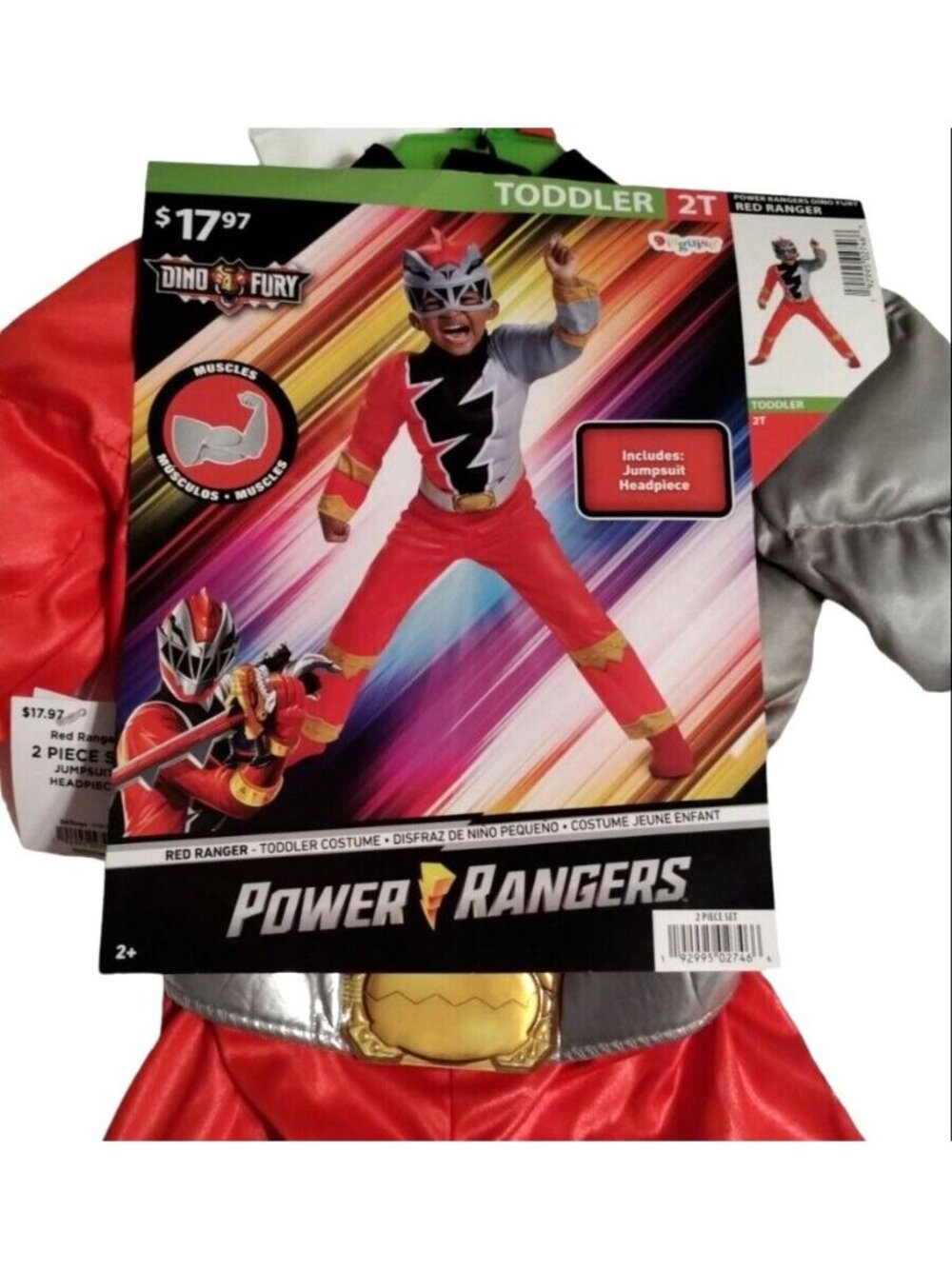 Dino Fury Red Power Ranger Toddler 2T Halloween Costume 2 Piece Disguise New